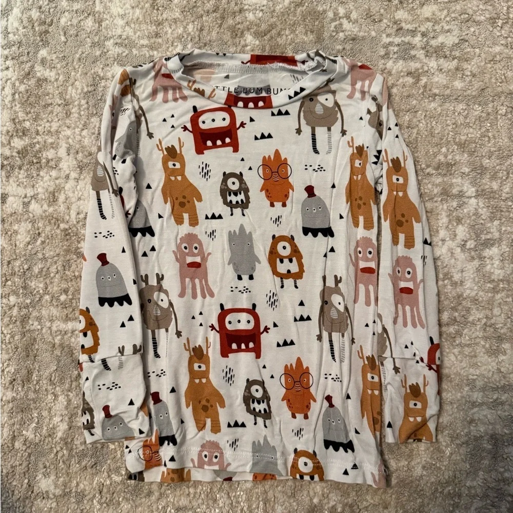 Little Bum Bums Kids Monster Print Long Sleeve Bamboo Shirt size 2T